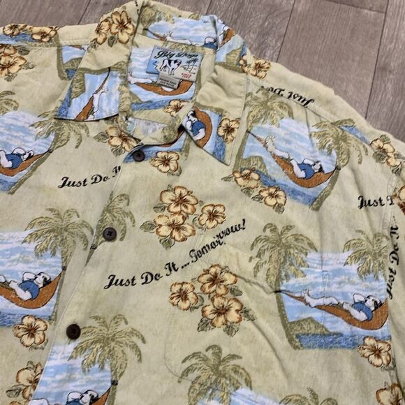 Big Dogs Hawaiian “Just Do It.. Tomorrow” Tropical Beach Surf Button Down Shirt - Picture 5 of 5